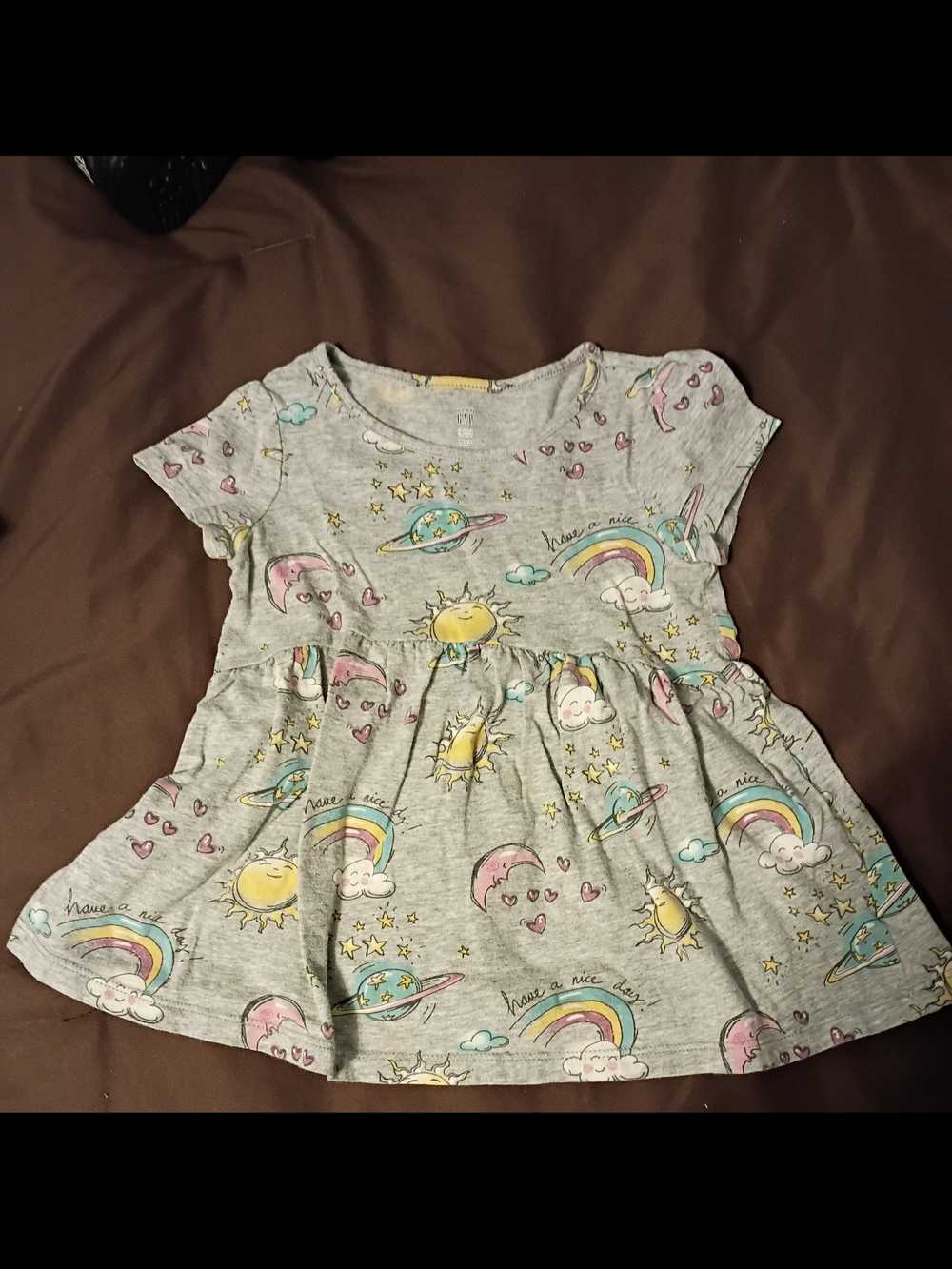 GAP Gray Dress with Rainbow, Sun & Planet Print